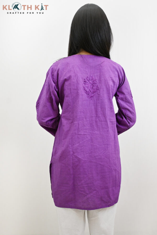 Mulmul Chikankari Kurti (Purple)