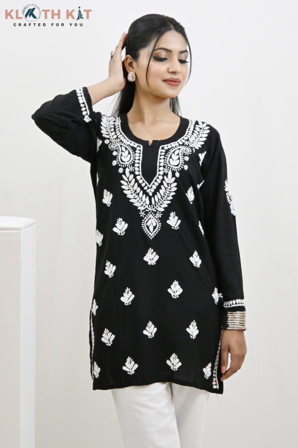 Modal Chikankari Kurti (Black)