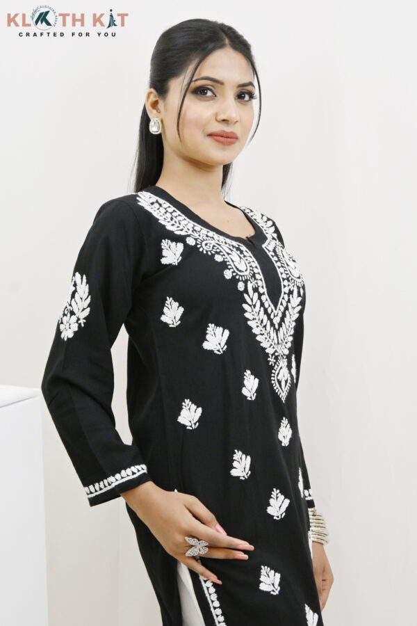 Modal Chikankari Kurti (Black)
