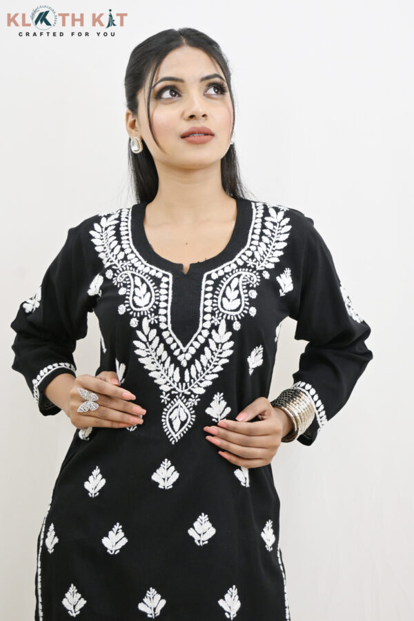 Modal Chikankari Kurti (Black)