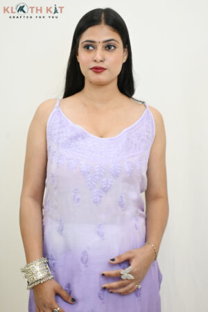 Sleeveless Chikankari Kurti (Purple)