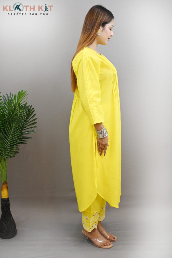 Kloth Kit Elegant Yellow 3Pcs Suit Set with umbrella cut - Image 2