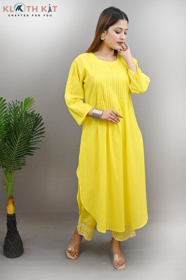 Kloth Kit Elegant Yellow 3Pcs Suit Set with umbrella cut - Image 8