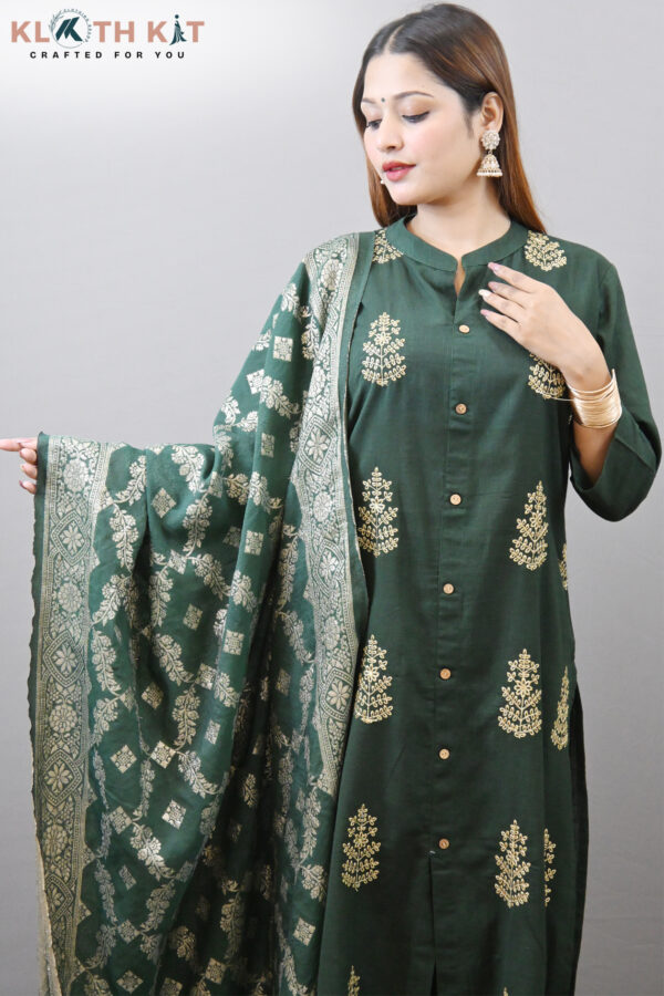 Kloth Kit Green Heavy Suit Set with Chanderi Dupataa - Image 3