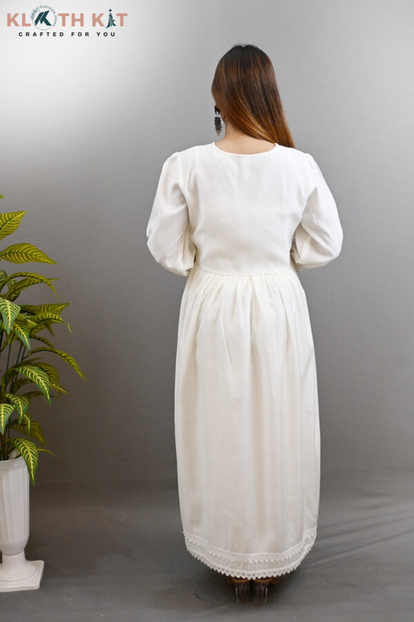 Kloth Kit White Alia Cut Anarkali Kurti with Pant & Dupatta - Image 6