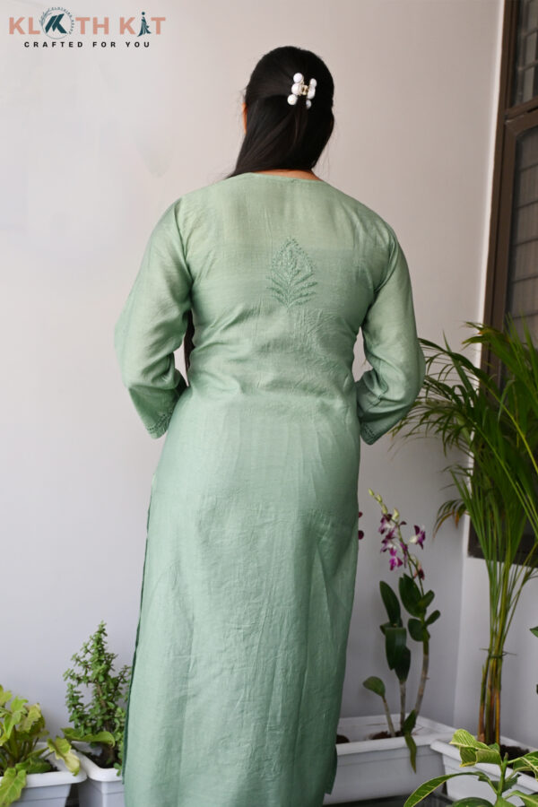 Green Chanderi Chikankari