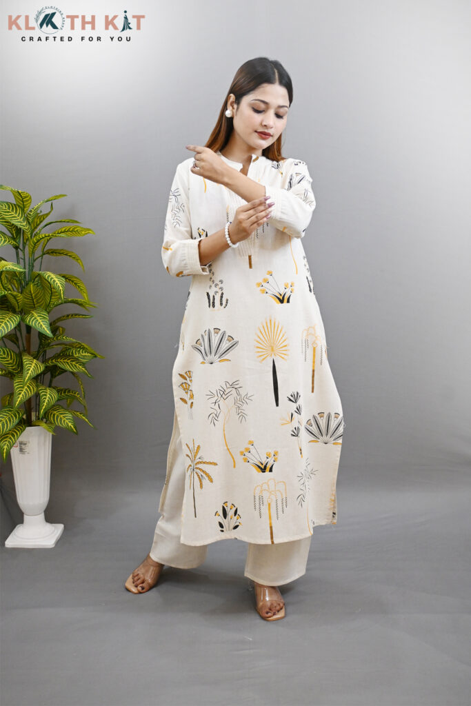 Printed Kurta Set (Yellow)